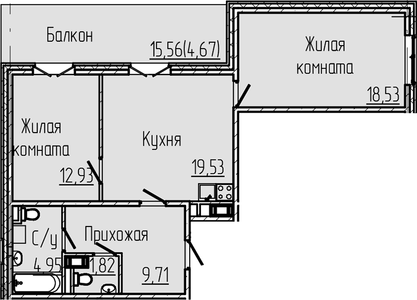 2-комнатная квартира 72.13 м², 8/8 эт., ЖК «SERTOLOVO PARK»